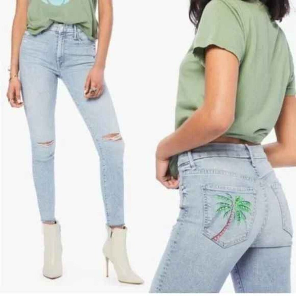 Mother High Waisted Looker Ankle Fray Drinking by the Pool size 27